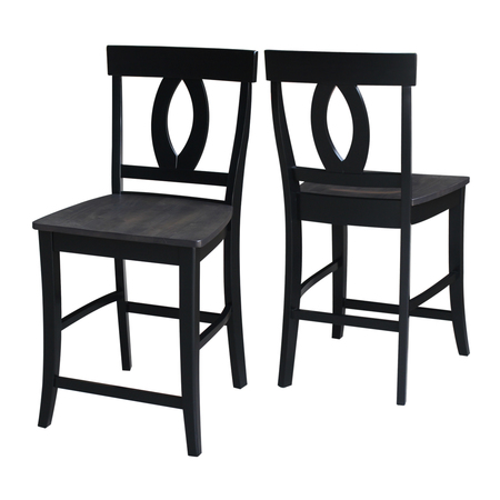 INTERNATIONAL CONCEPTS Cosmo Counter Height Stool, 24" Seat Height, Coal S75-1702